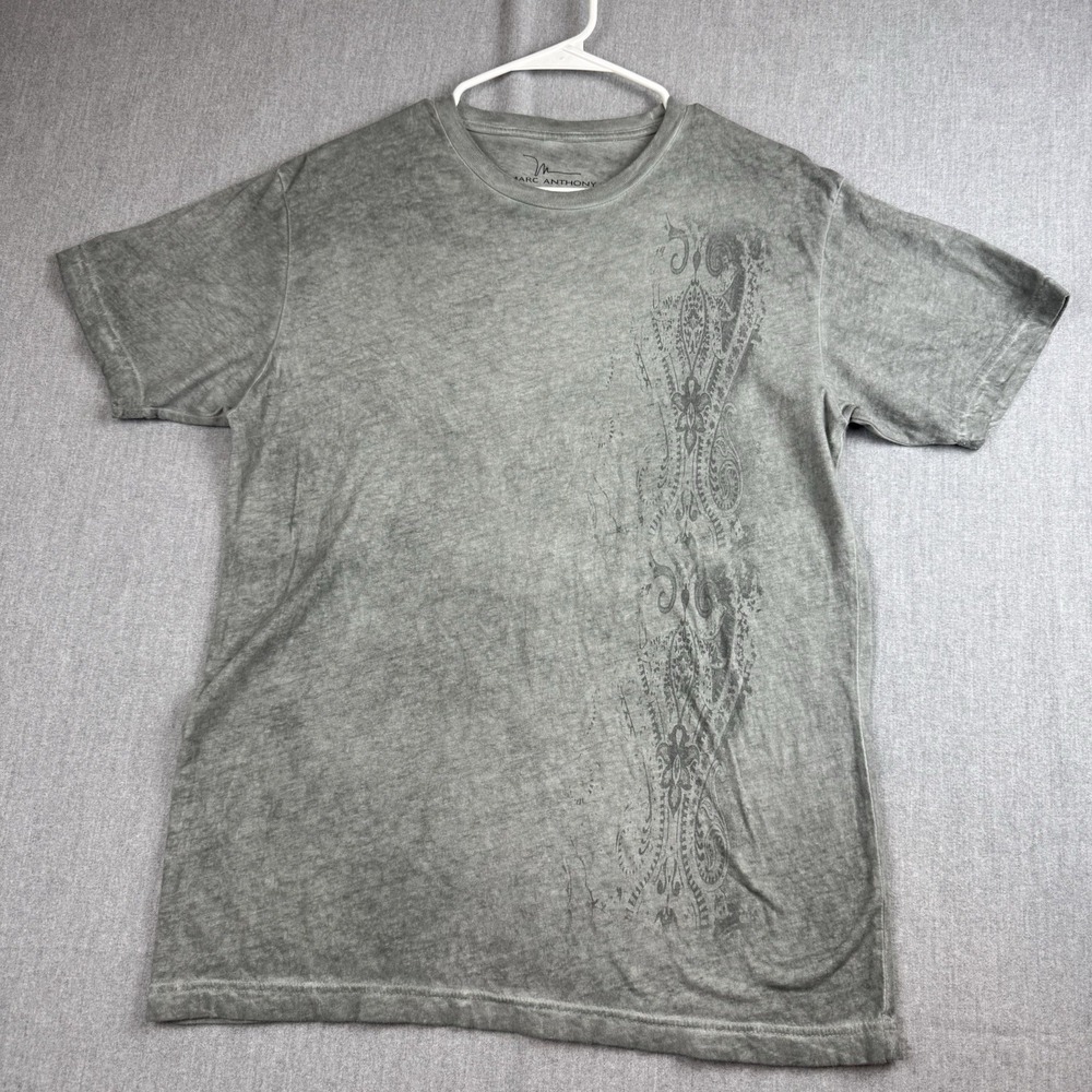 Marc‎ Anthony Men's T-Shirt Size L Gray Pattern Print short sleeve
